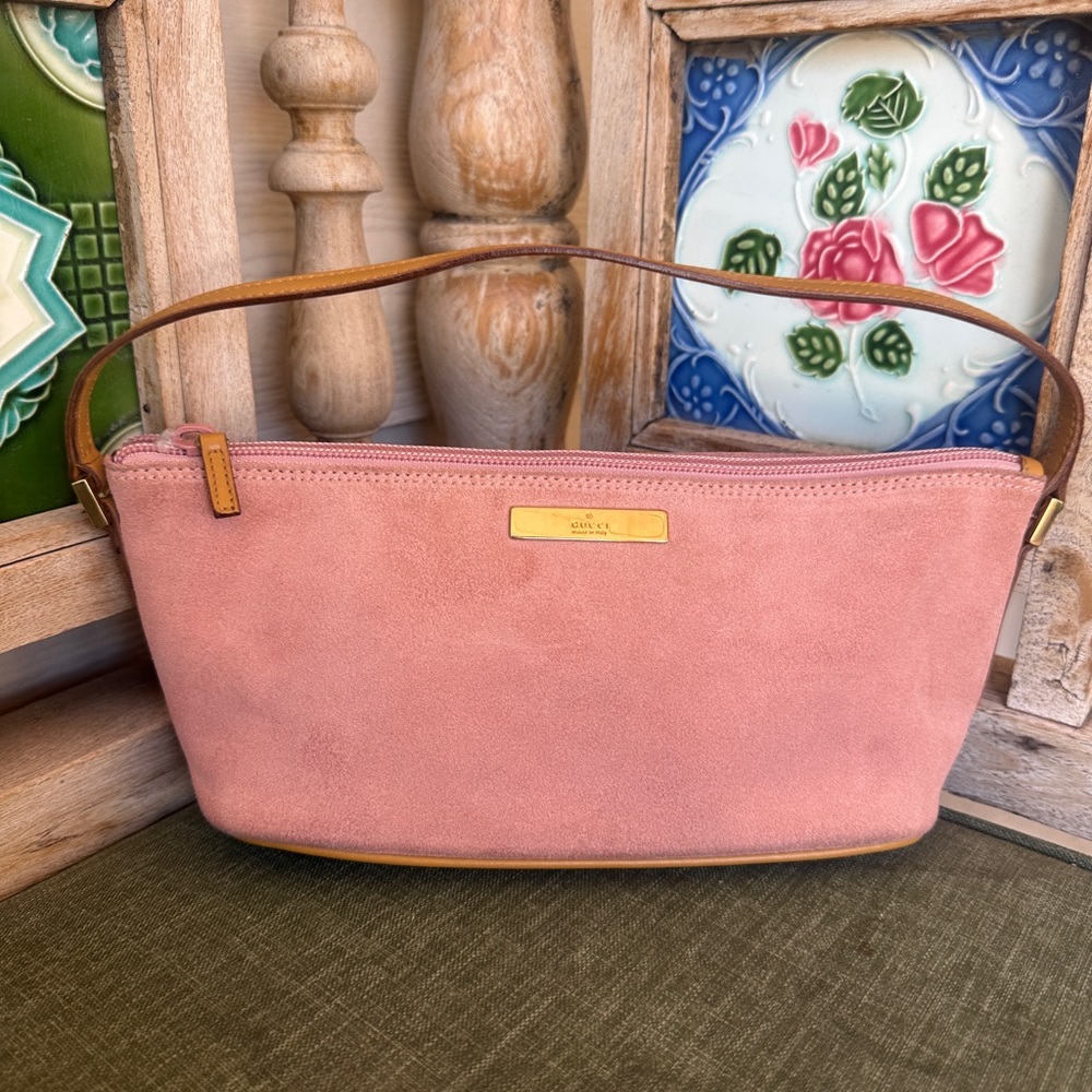 Pink Gucci Suede Handbag Authentic
